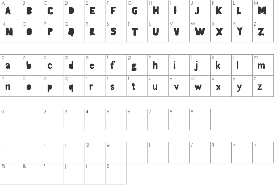 Gagaille seconde font character map preview
