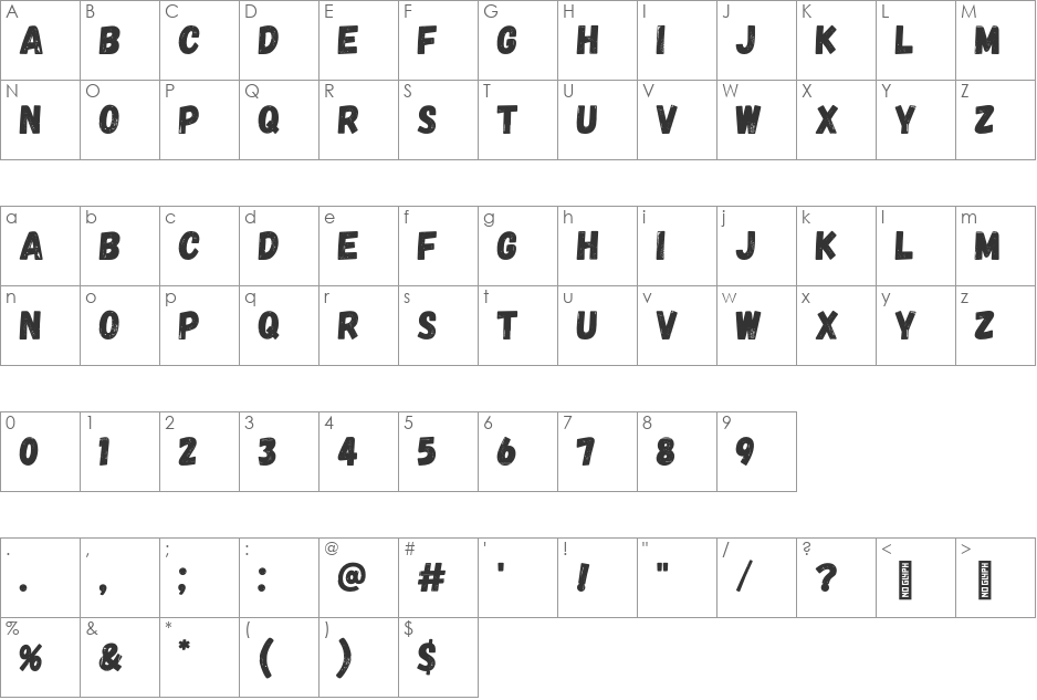 Gagalin font character map preview
