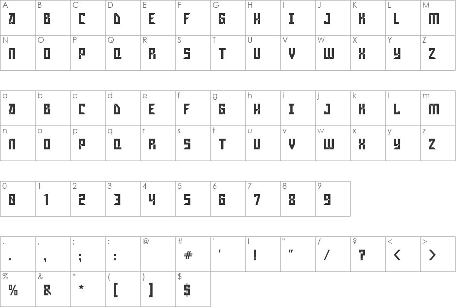 Gagarin Star Mix font character map preview