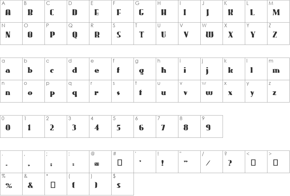 Gaggers font character map preview