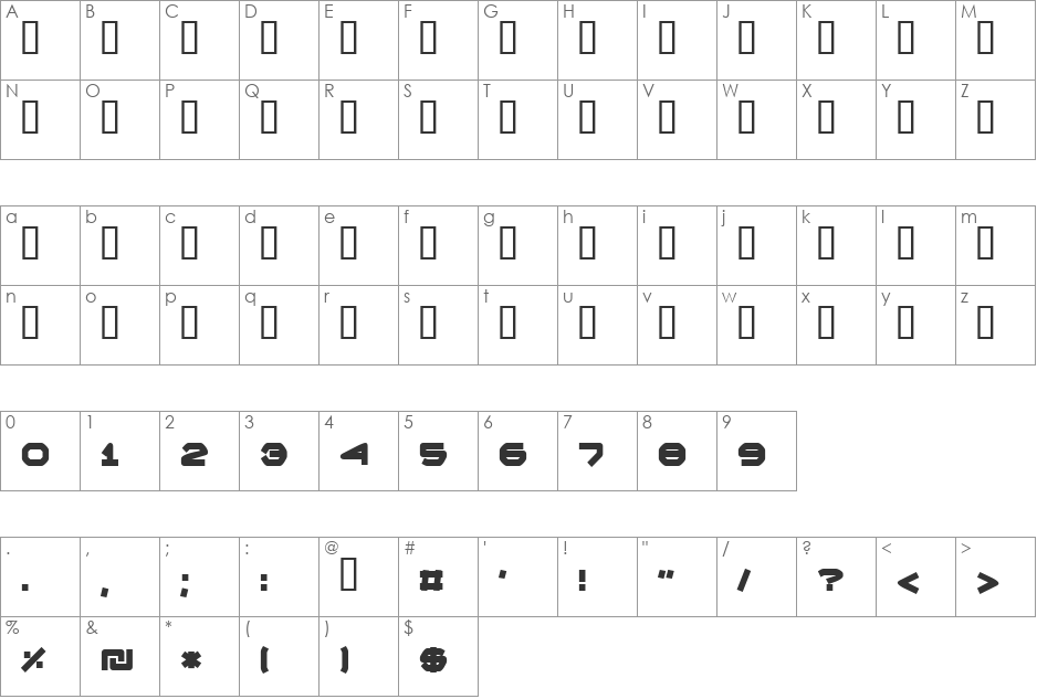 Gagua Bold font character map preview