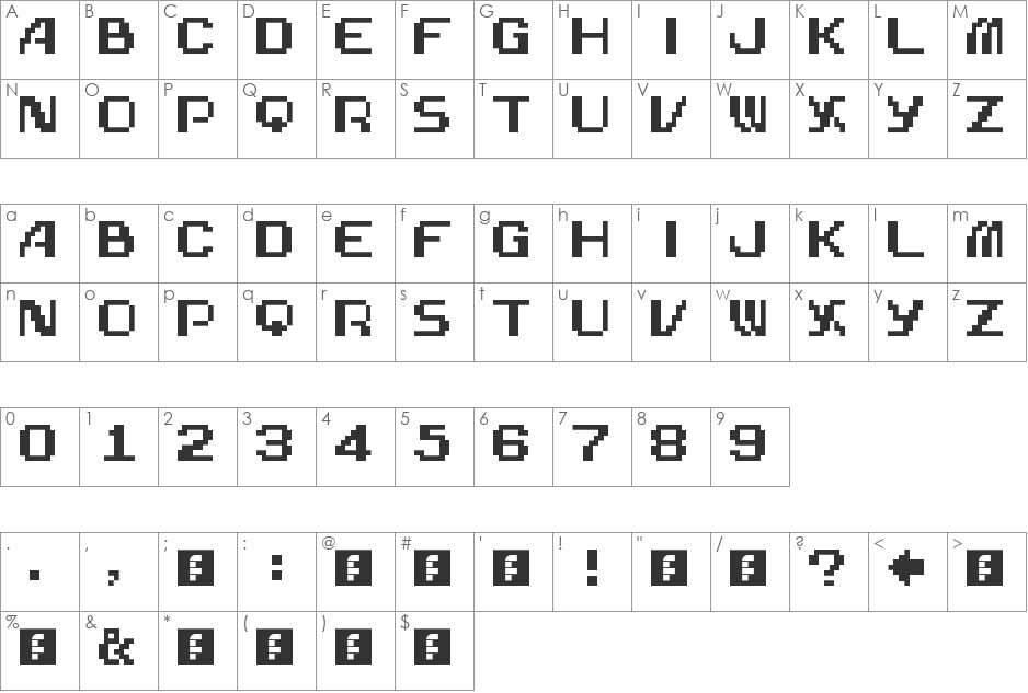 Gaios Fighter - Solid font character map preview