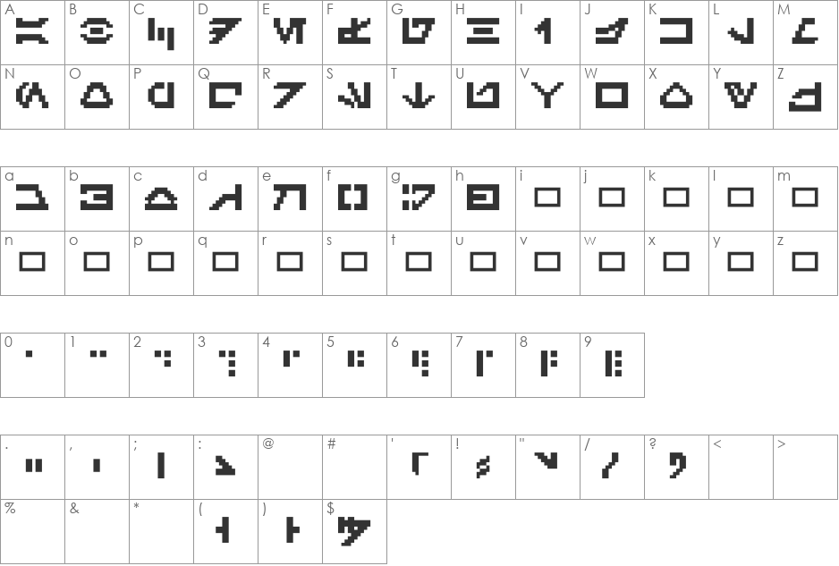 GalacticMini font character map preview