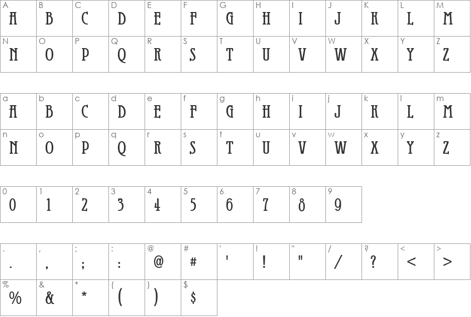Galadriel font character map preview
