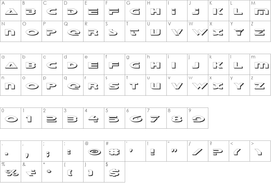 Galant Shadow font character map preview