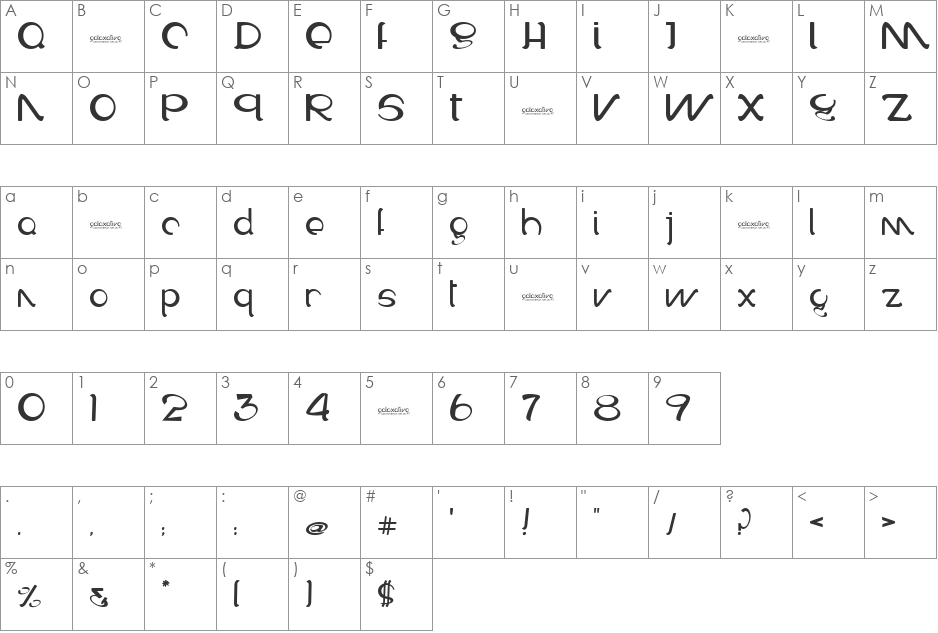 Galaxative font character map preview
