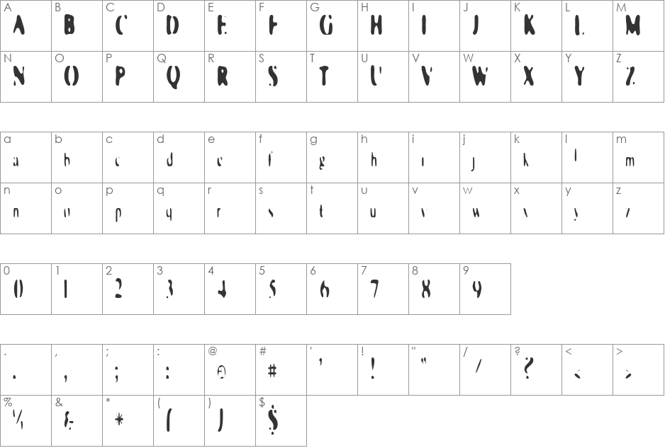 Galaxia font character map preview