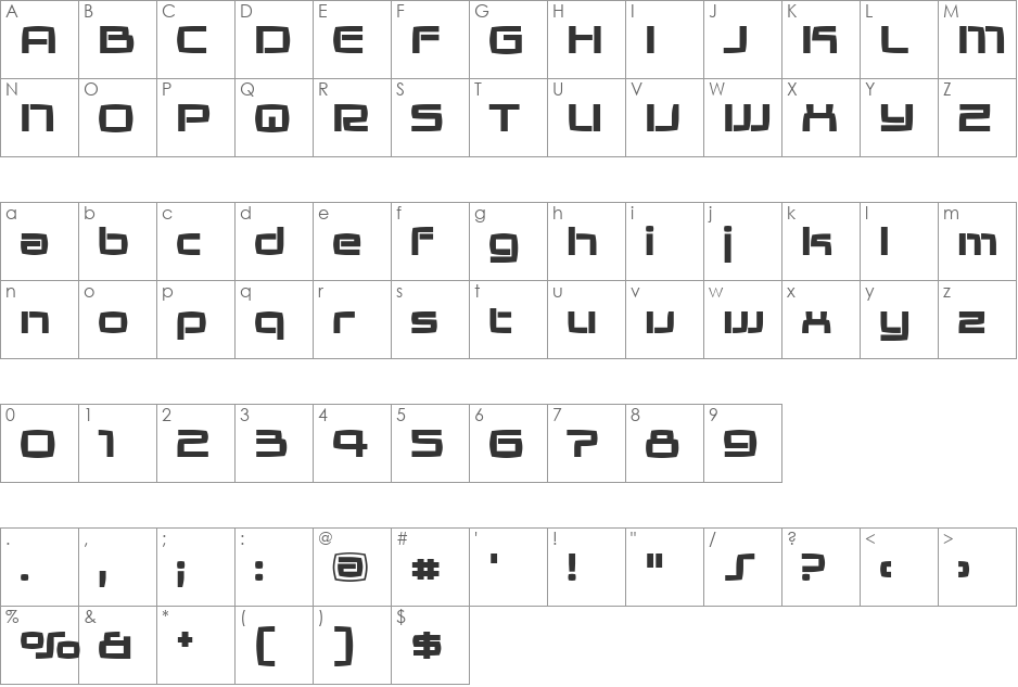 Galaxie font character map preview