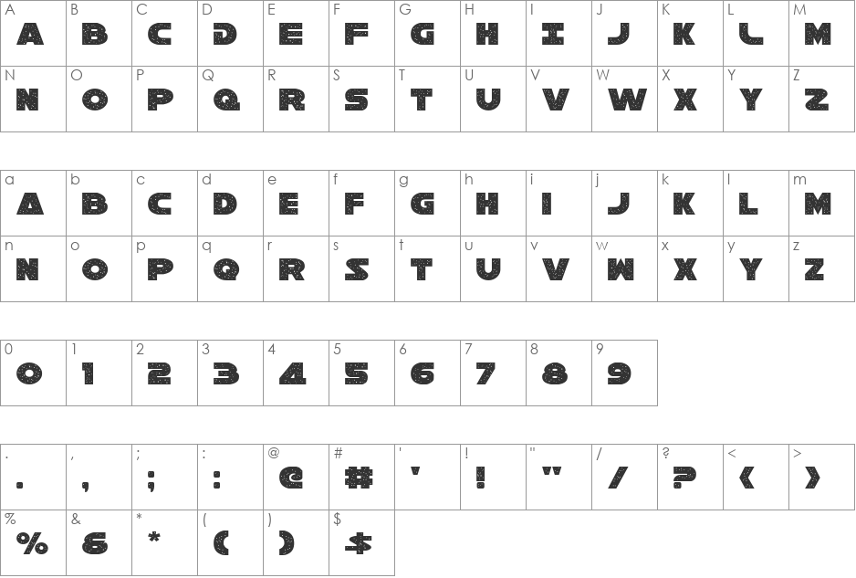 Galaxy 1 Condensed font character map preview