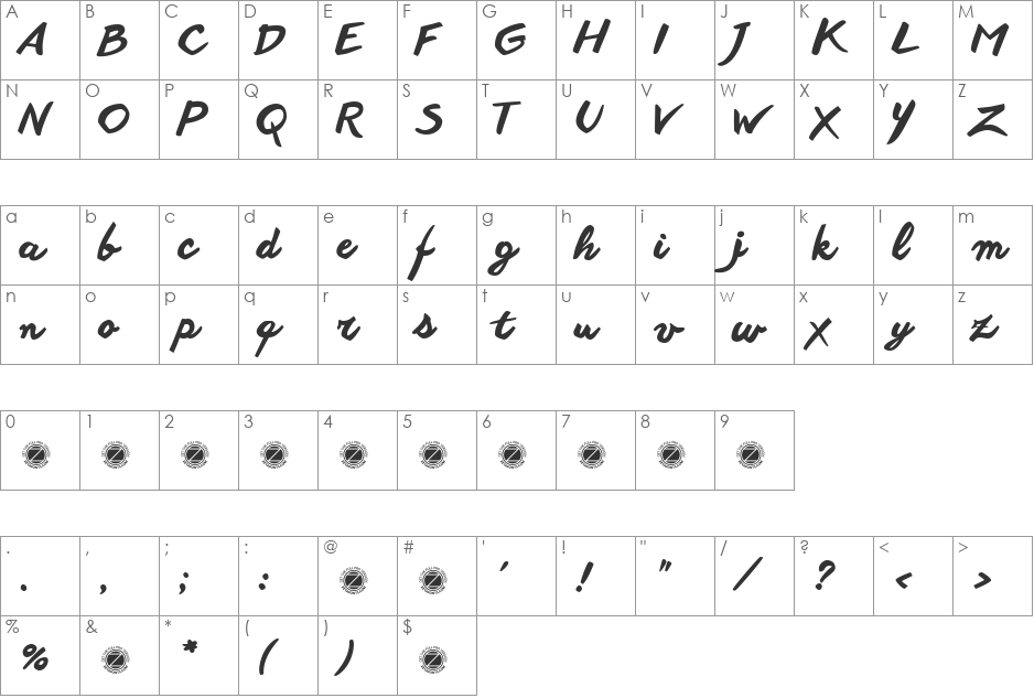 another shabby font character map preview