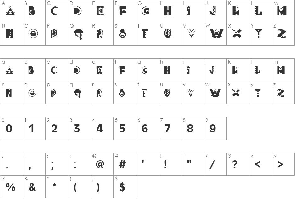 Gallery font character map preview