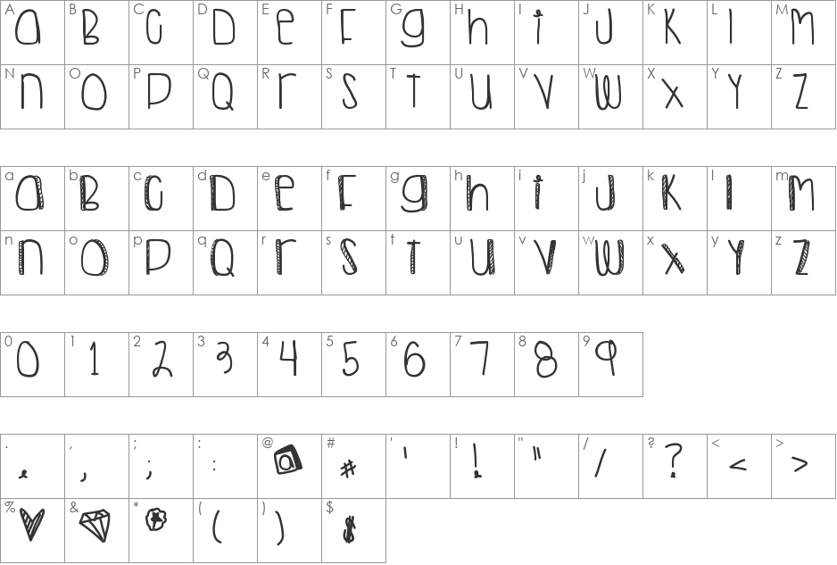 AnotherNightOut font character map preview