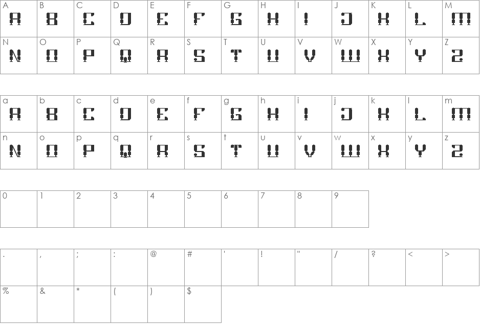 GAMER font character map preview