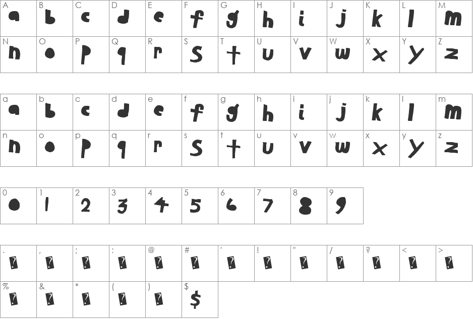 AnotherStudent font character map preview