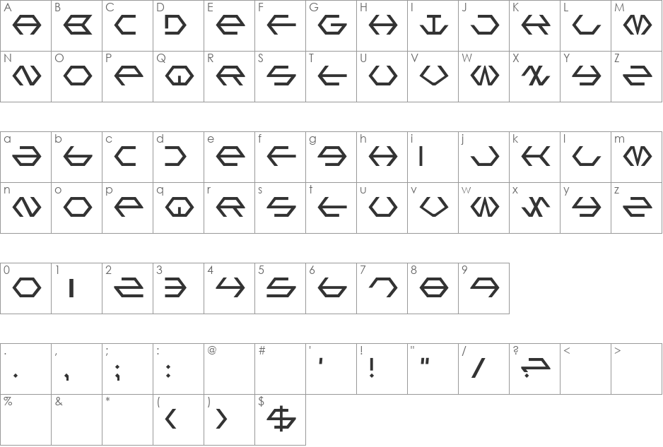 Gamma Sentry font character map preview