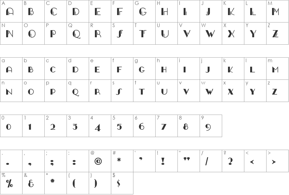 GangueOuais font character map preview