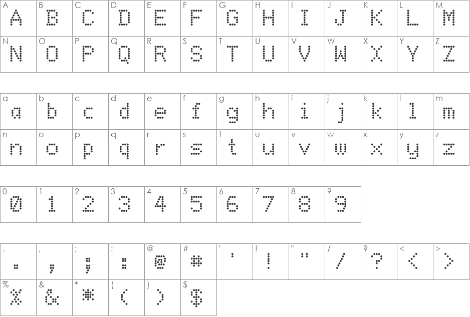 Gangway font character map preview