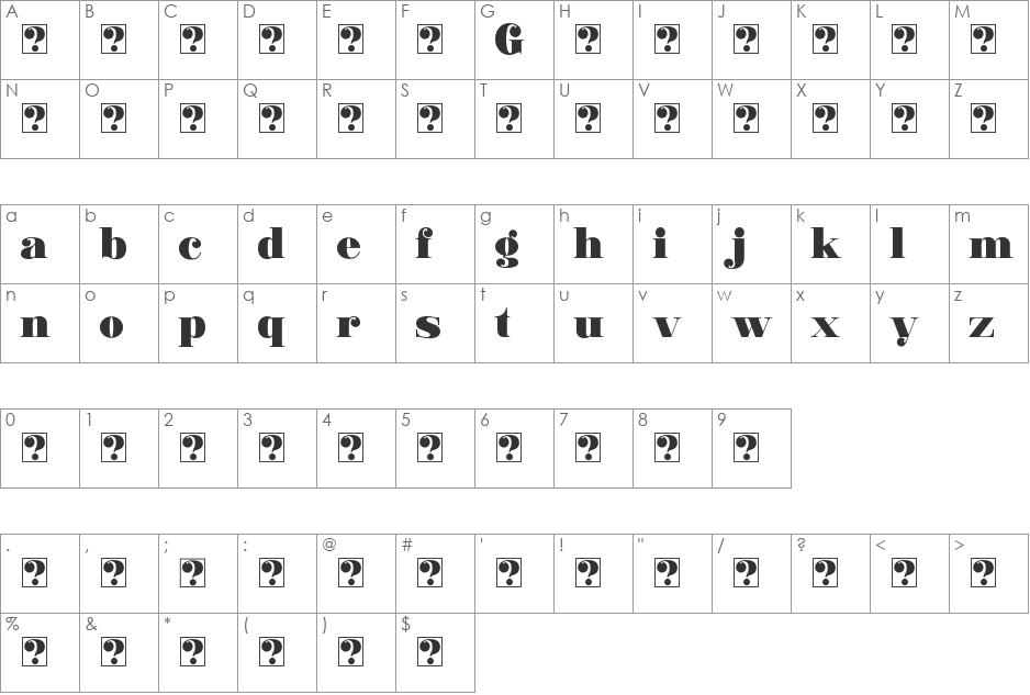 Ganton demo font character map preview