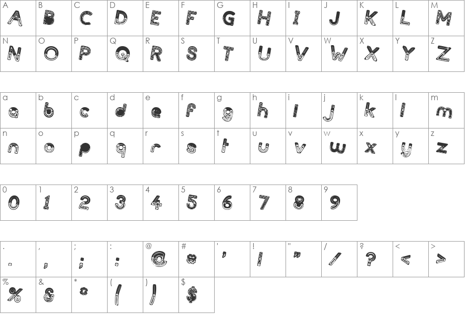 Garage II font character map preview