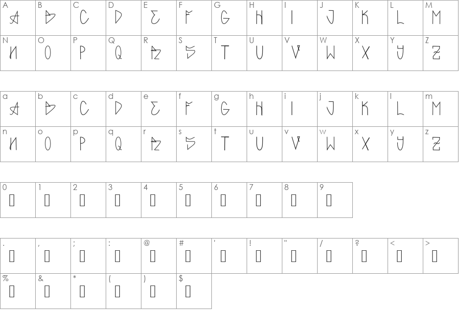 GARBAGE font character map preview