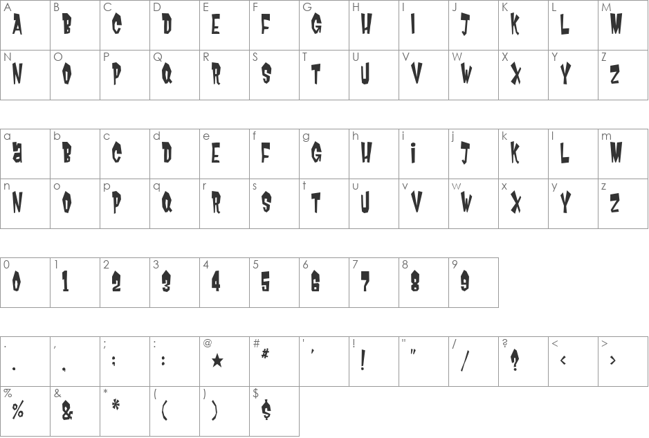 garbage font character map preview