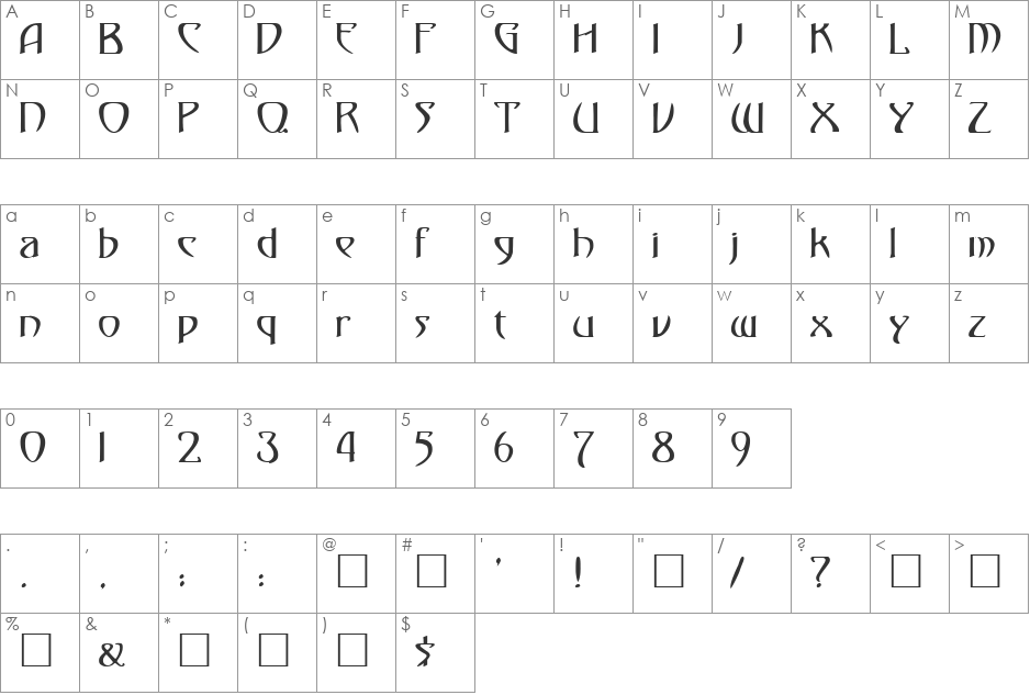 GARDIO font character map preview