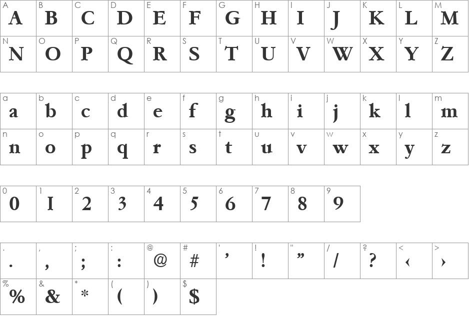 Garemond-DemiBold font character map preview