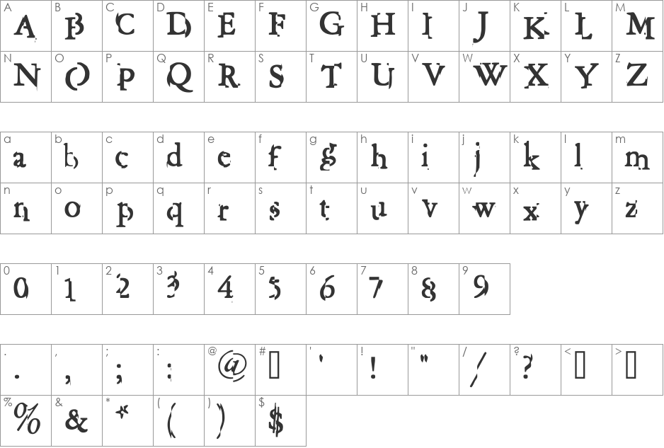 Garish Monde font character map preview