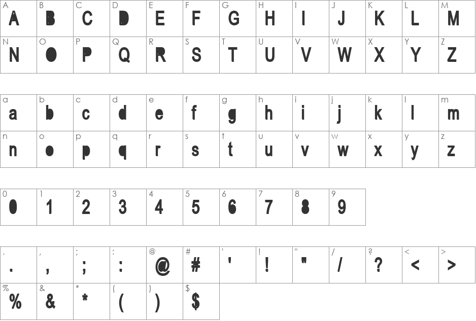 Antenna font character map preview