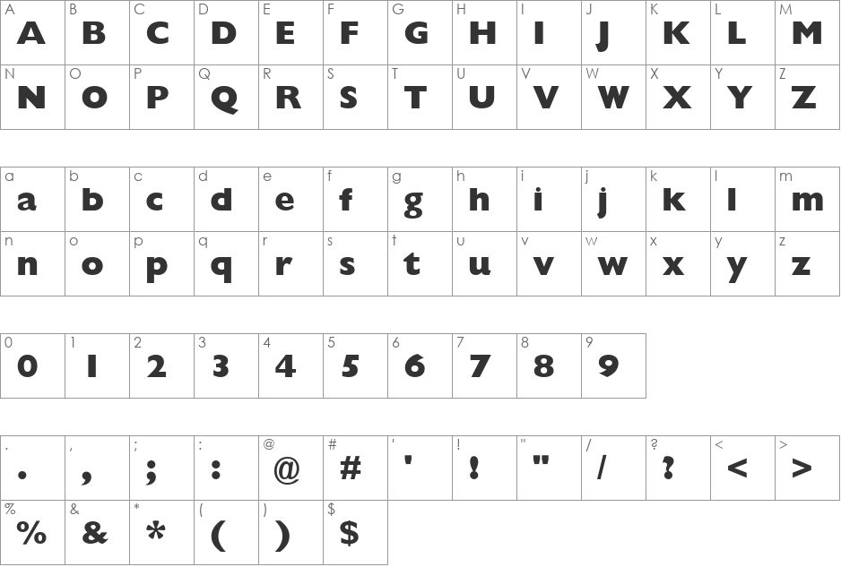Garrison ExtraBold Sans font character map preview