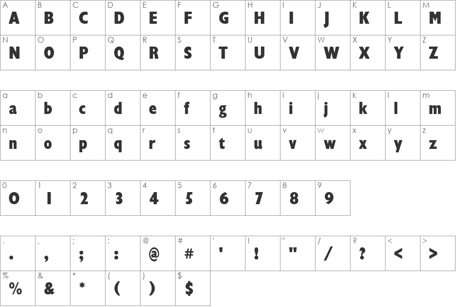 GarrisonSans-ExtraBoldCond font character map preview