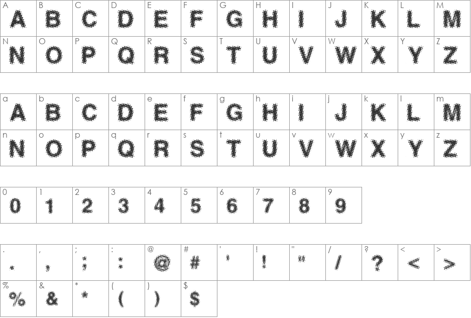 AntFarm font character map preview