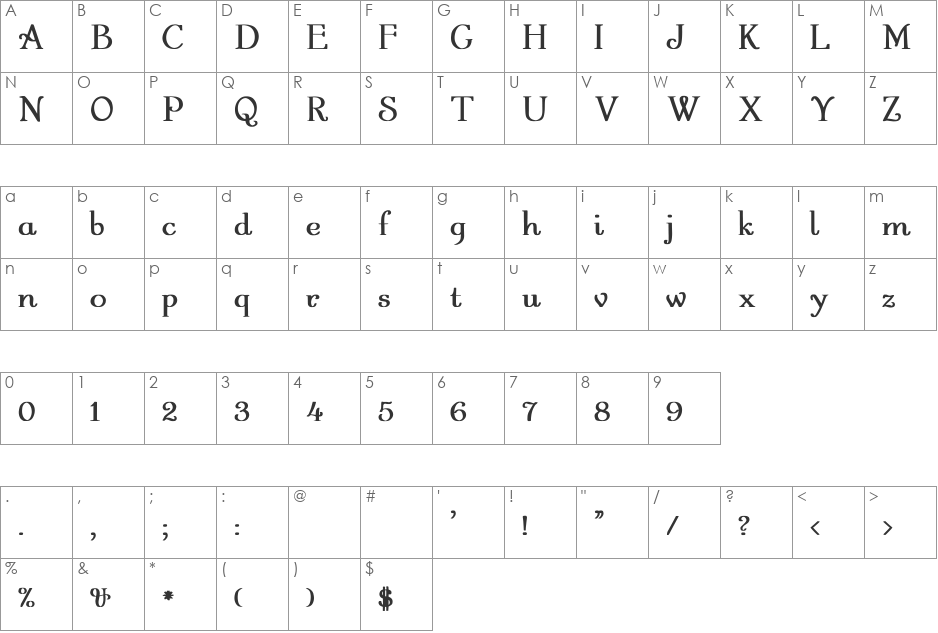 Garton Regular Bold font character map preview