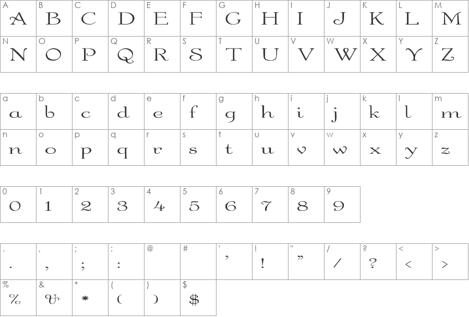 Garton Regular Ex font character map preview