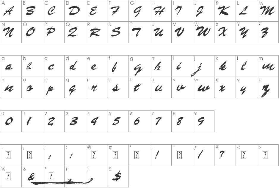 Gasoline font character map preview