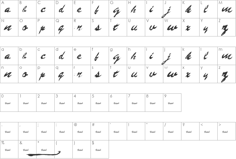 Gasoline Free font character map preview