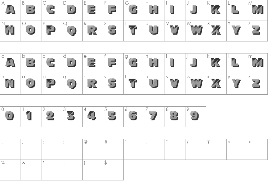 Anthracite font character map preview