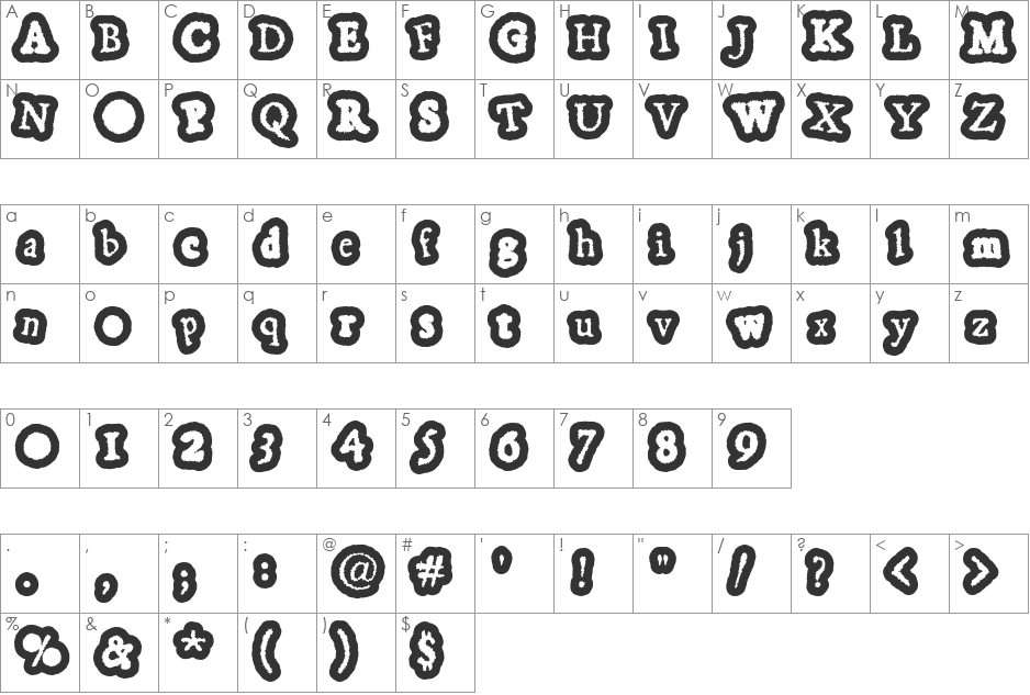 GassyGaut font character map preview