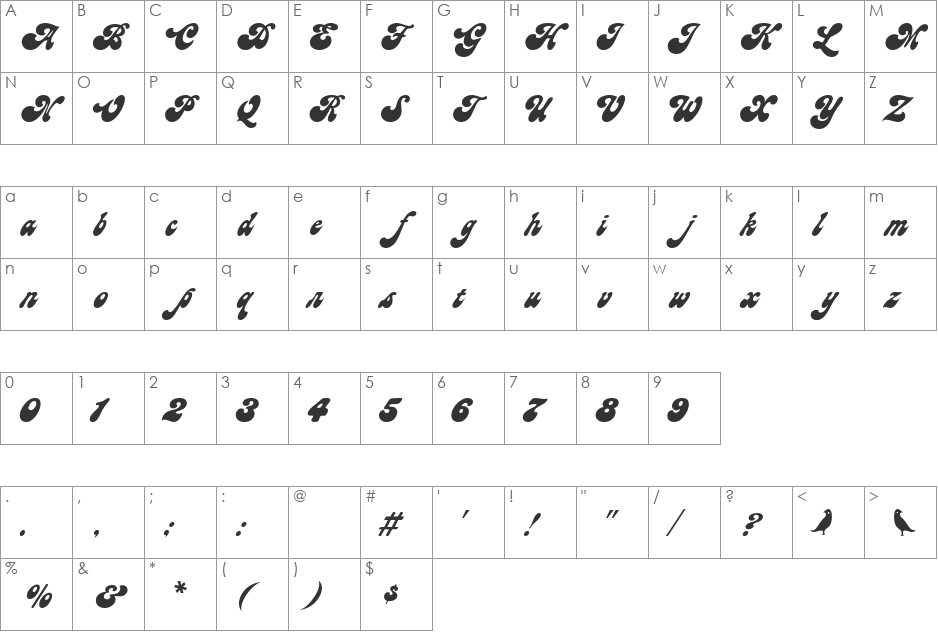 Gaston font character map preview