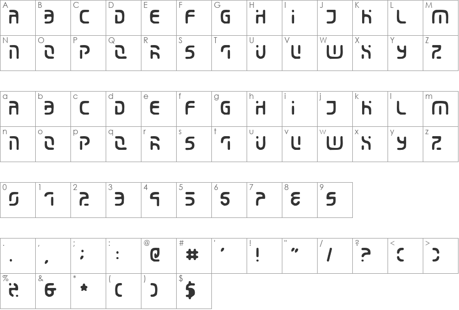 Gate Grills font character map preview