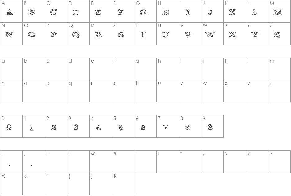 GAZA 67 font character map preview