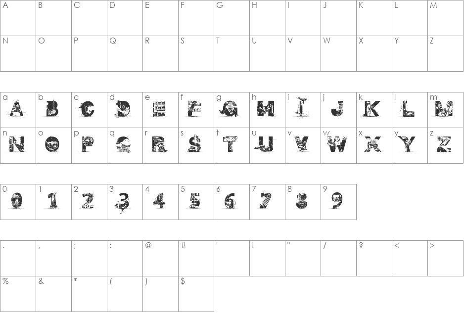 GAZA FONT font character map preview