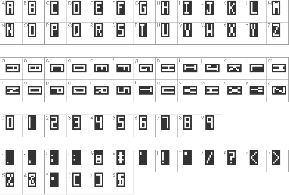 Anti-Digital font character map preview
