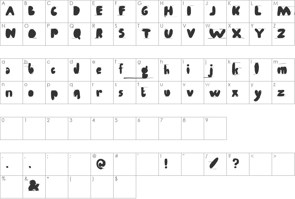 Antibalon font character map preview