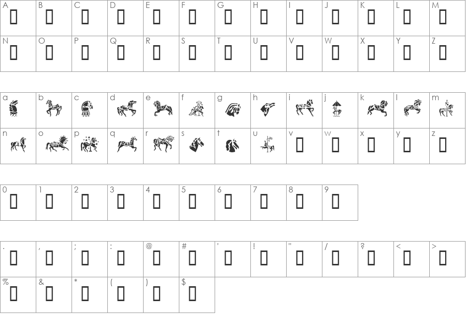 GE Carousel Horses font character map preview