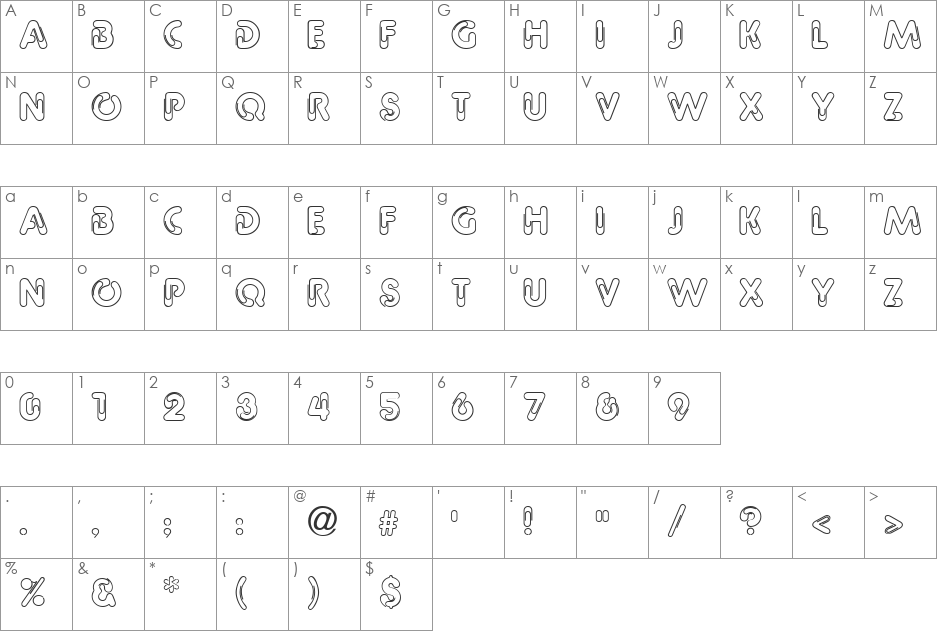 GE Clipz font character map preview