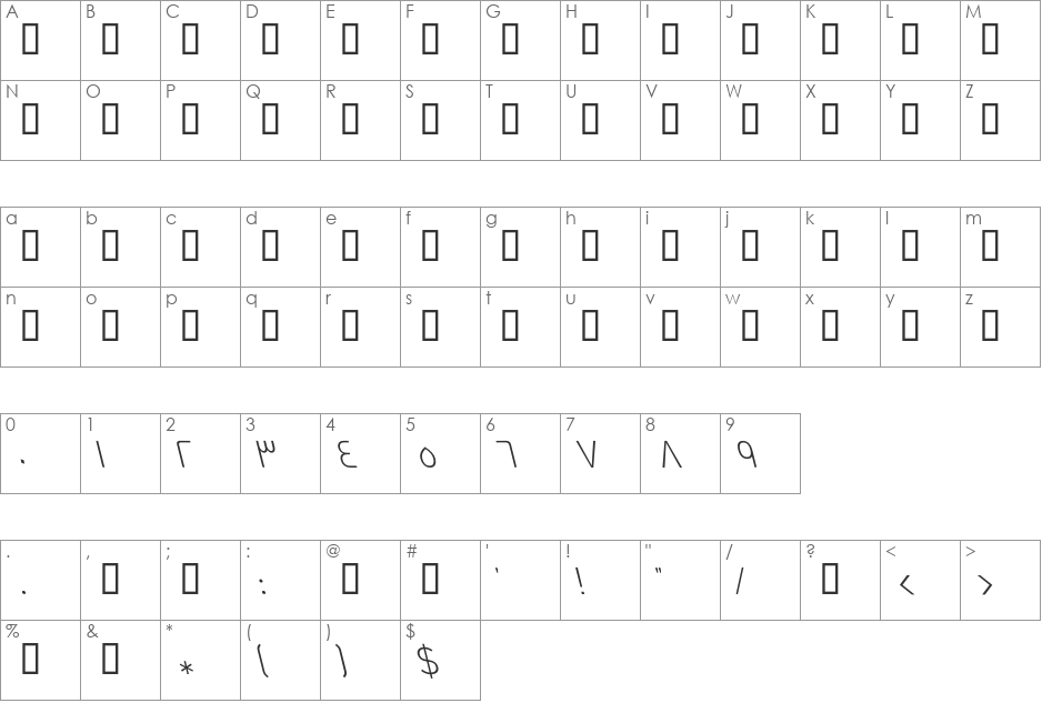 GE Dinar One font character map preview