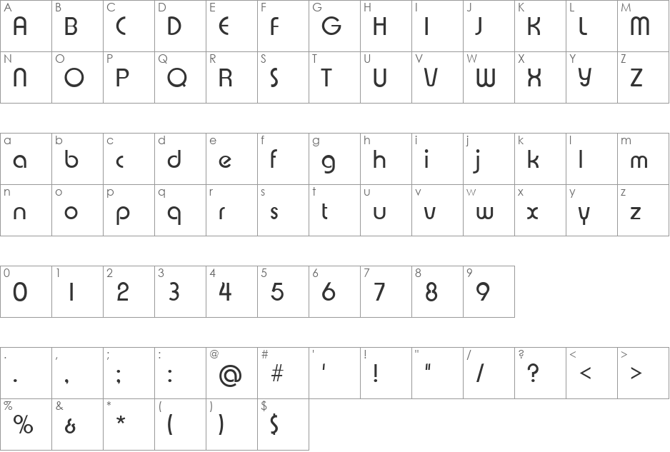 GE Expression font character map preview