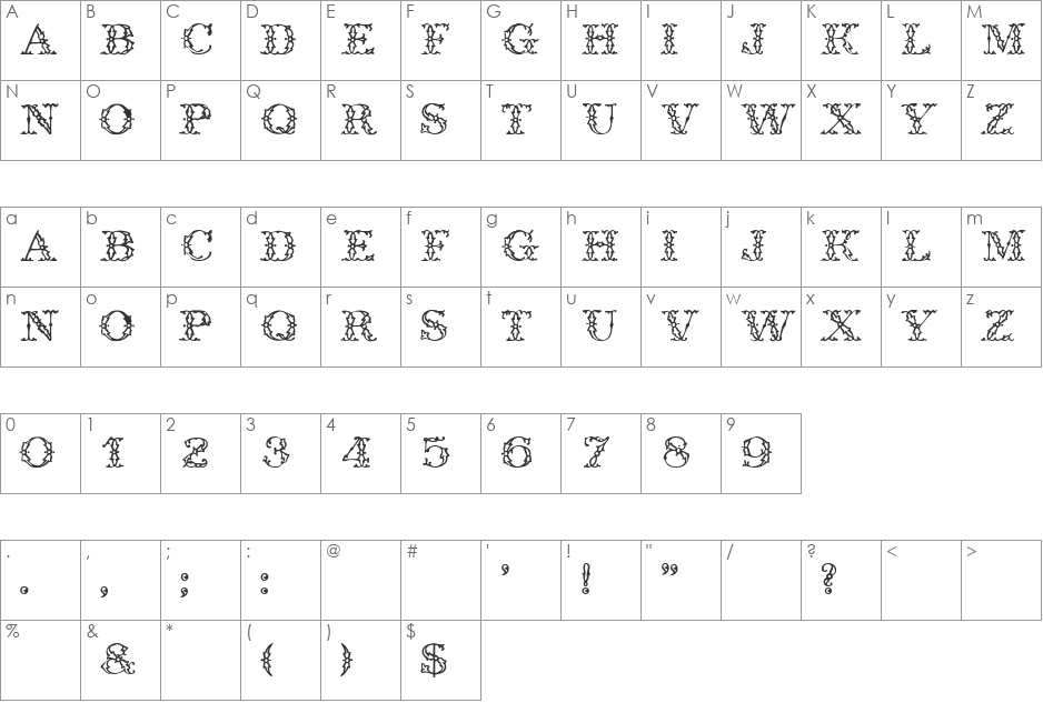 GE Iron Works font character map preview