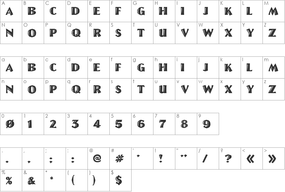 GE Letter Cut font character map preview